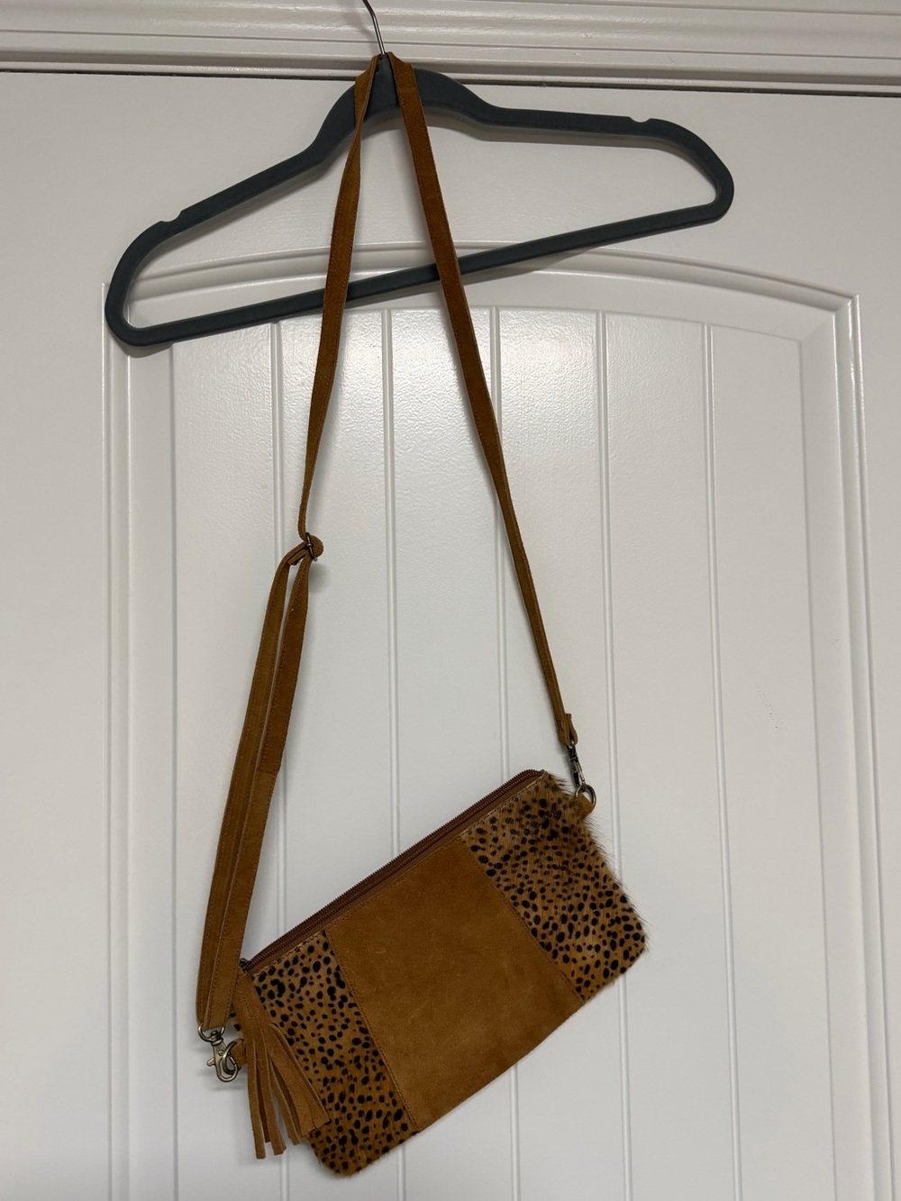 Spotted Suede & Cow Hair Crossbody Bag